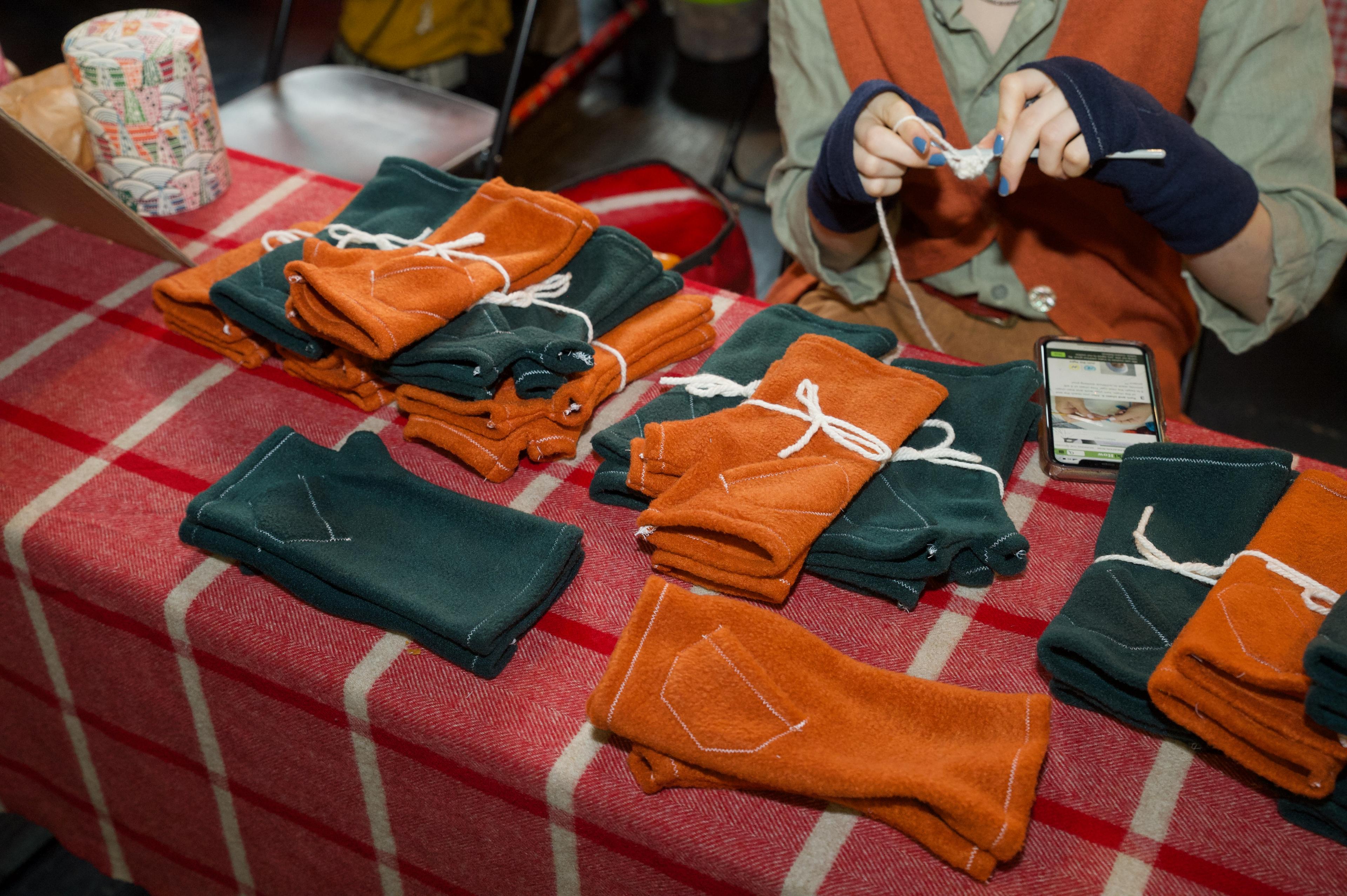 Handmade crafts and artwork on display