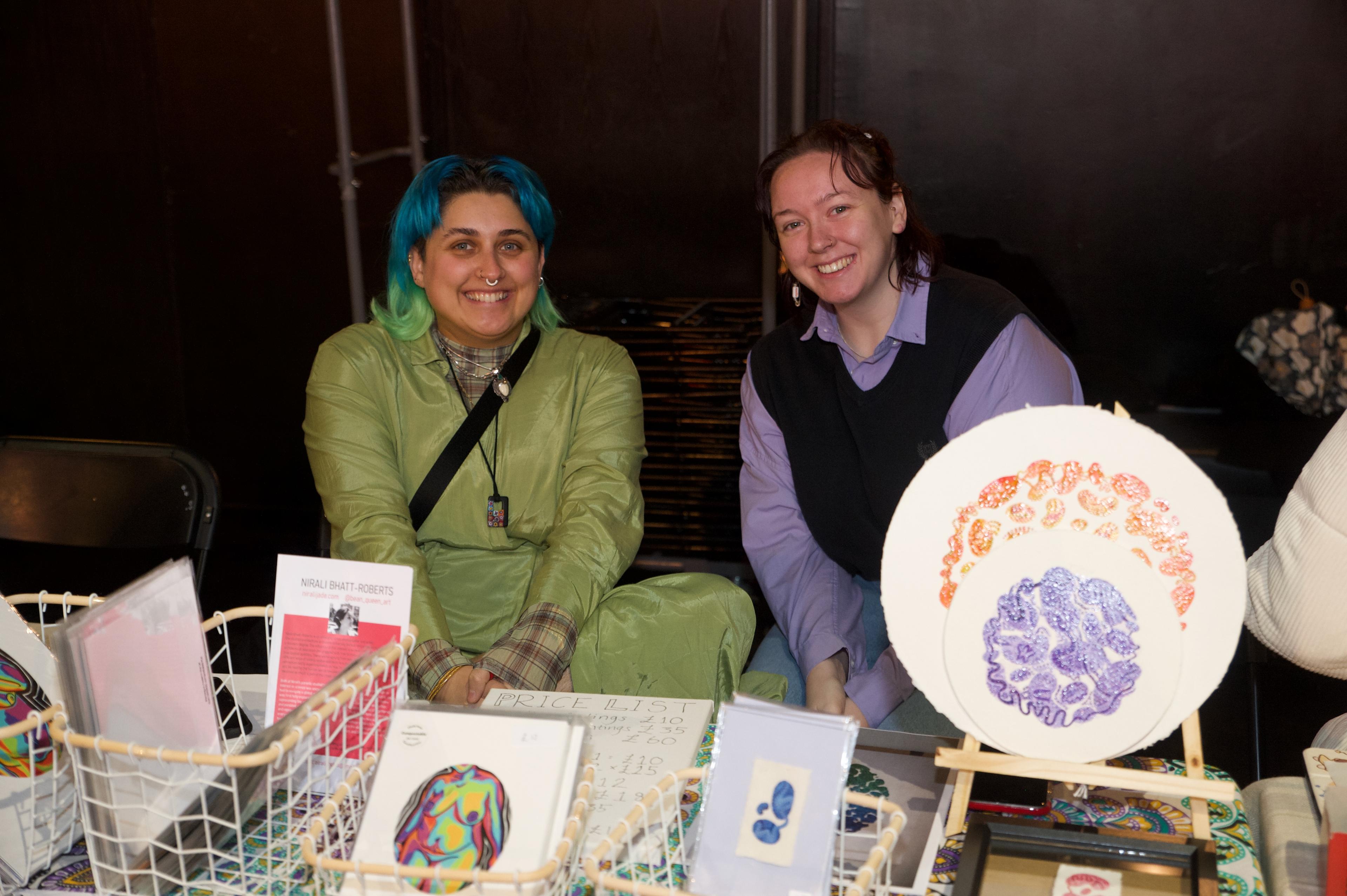 Handmade items on display